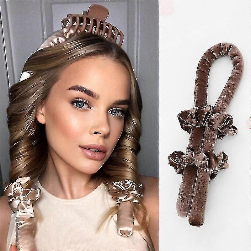 Hitteloze krulstaaf hoofdband, geen warmte krul lint met haarclips en scrunchie, slapen krullen zijden lint haarrollers