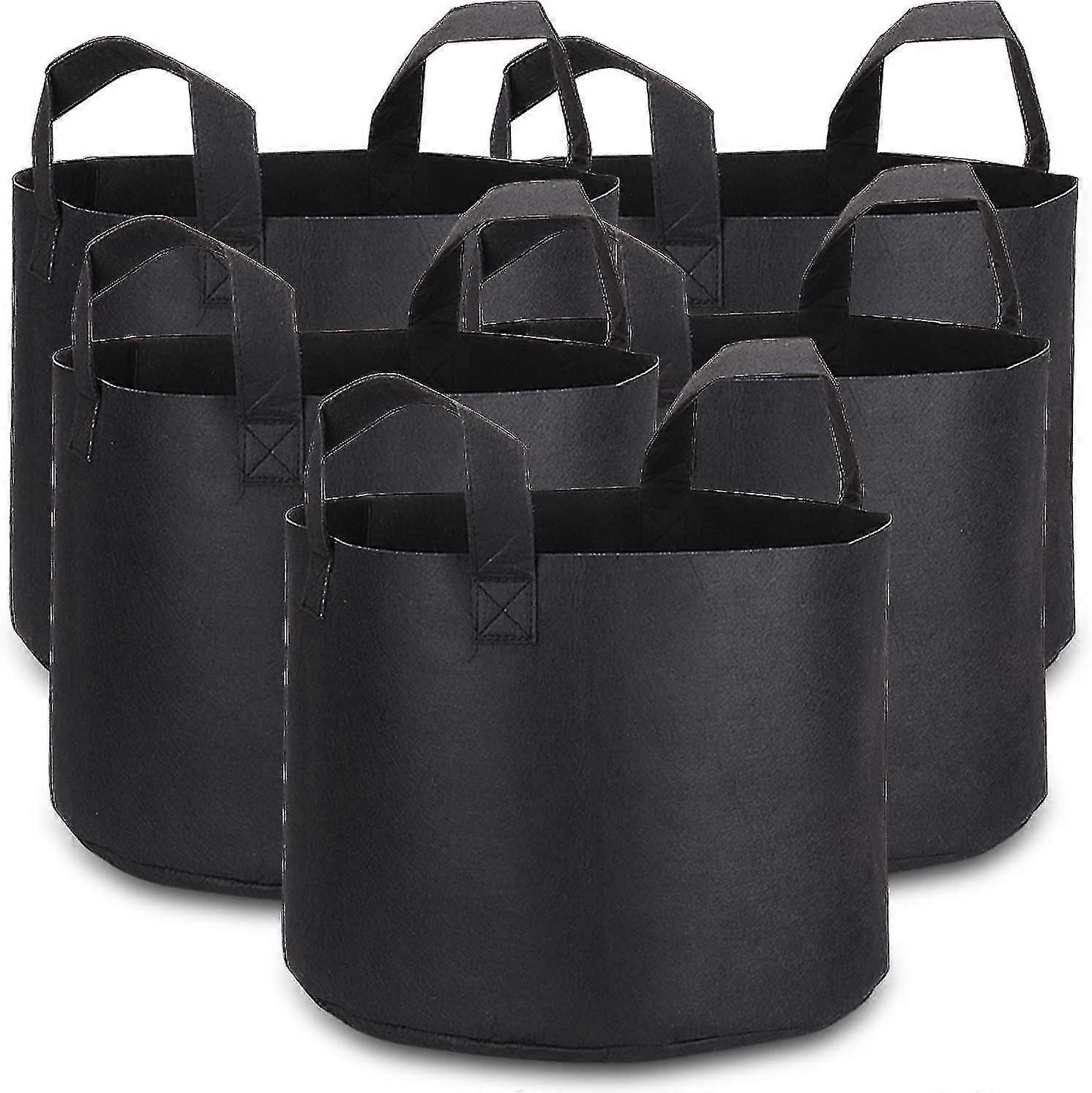 Home 5 Gallon Grow Bags With Plant Labels, 5 Pack Heavy Duty Fabric