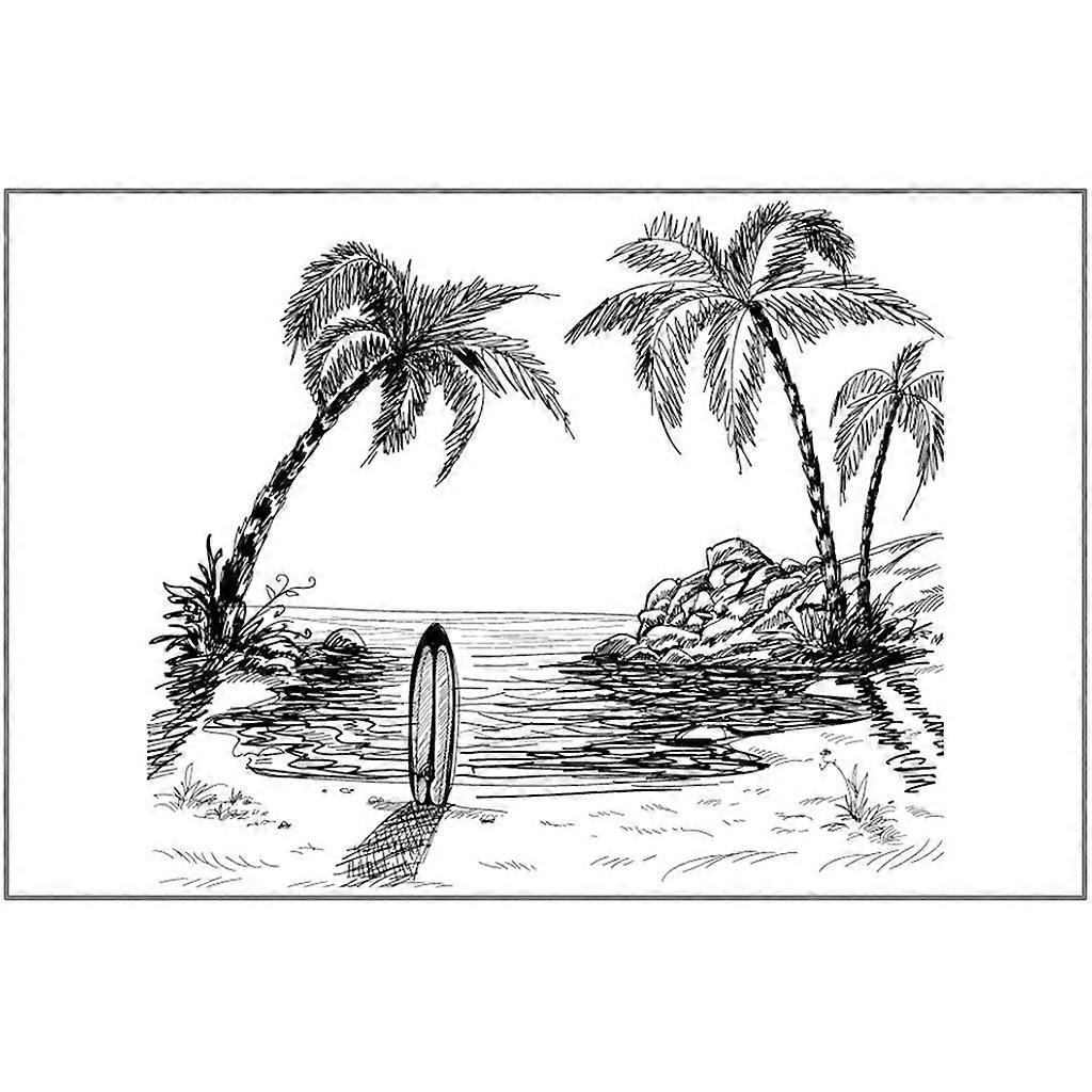 Tree Sandy Beach Clear Stamp for Card Making DIY Scrapbooking Background