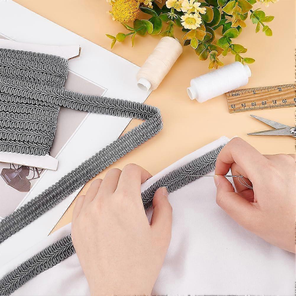 11 Yards 5/8" Gray Braid Trim Polyester Woven Braid Trim Centipede Decorative Gimp Trim Basic Trim for DIY Craft Costume Sewing Curtain Slipcover Home