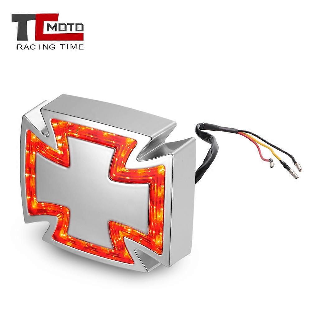 thumbnail image 2 of Drag Specialities Maltese Cross Custom Rear Tail Light Lens – Red, 110mm For Street Motorcycles 2 of 5
