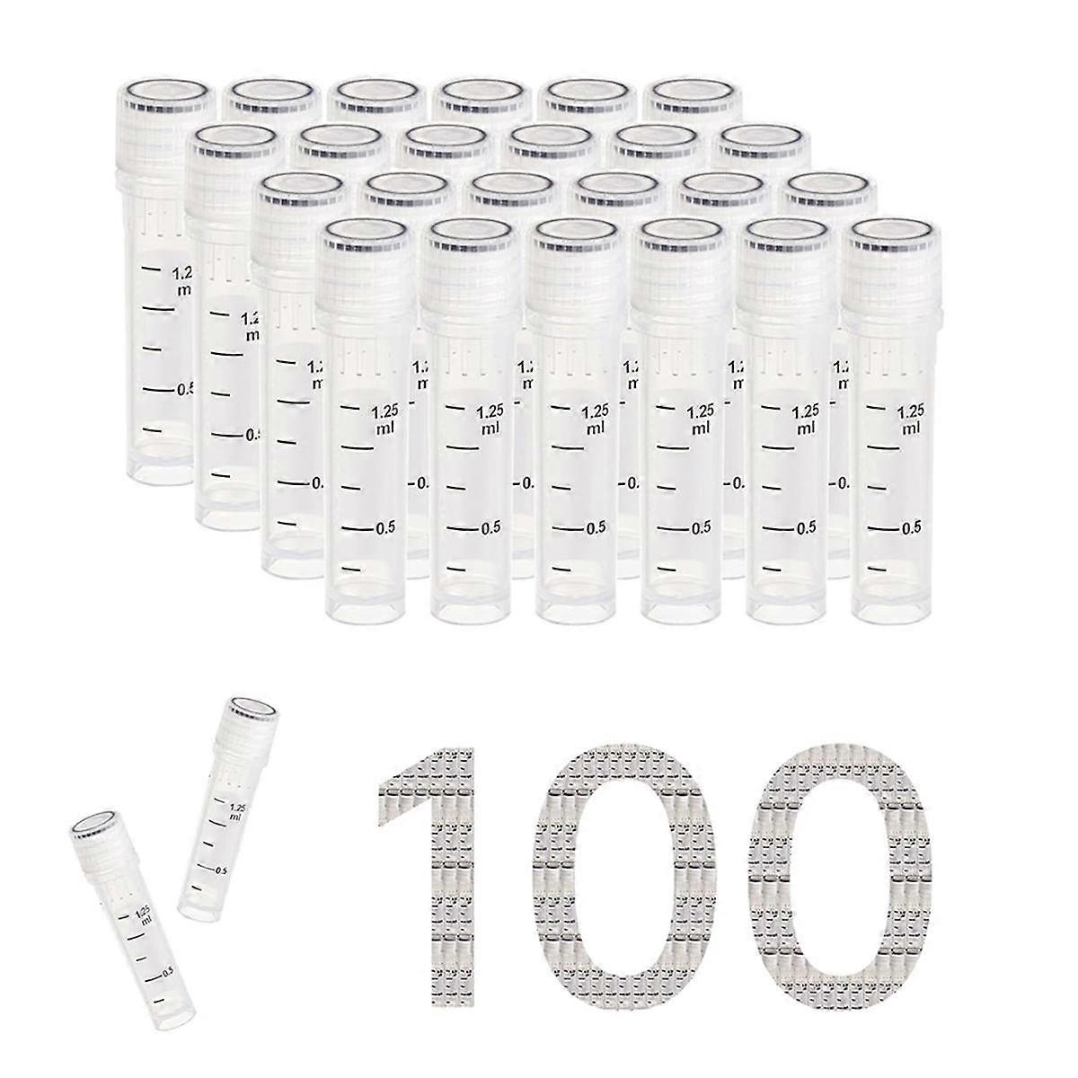 Cryovials Sterile Tubes 2ml Lab Vials with Caps Cryovial for Low Temperature Storage, Case of 100