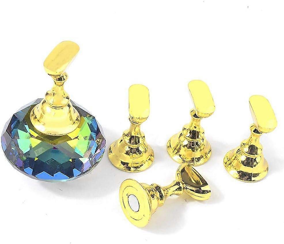 Manicure display stand with magnetic holders and crystal base