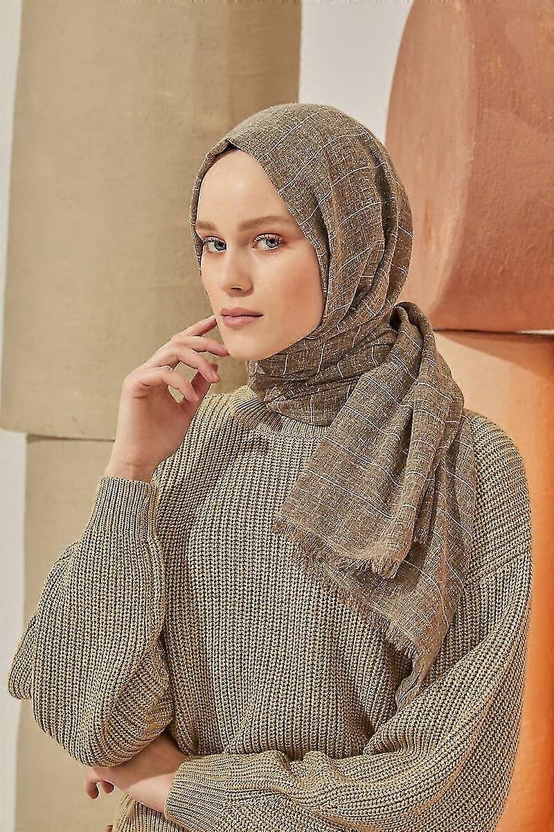 Miray Châle en coton rayé kaki