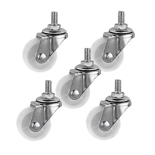 5 Pcs/lot casters 1.5 inch white pp screw universal m6 thread roller diameter 4cm display frame wheel