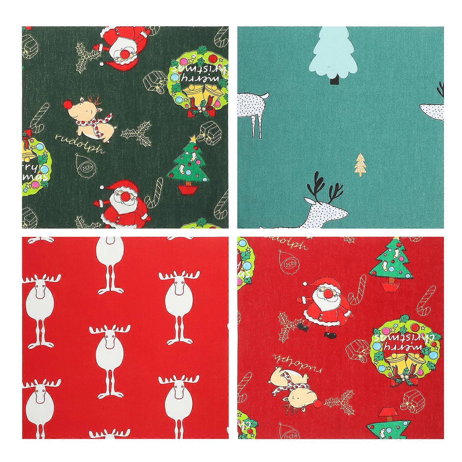 4 Sheets Cotton Craft Patchwork Cloth Printed Pattern DIY Fabric Sewing Cloth