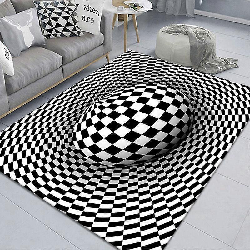 3D Vortex Illusion Teppe Inngangsdør Gulvmatte Abstrakt Geometrisk Optisk Dørmatte Sklisikker Gulvmatte Stue Dekorteppe
