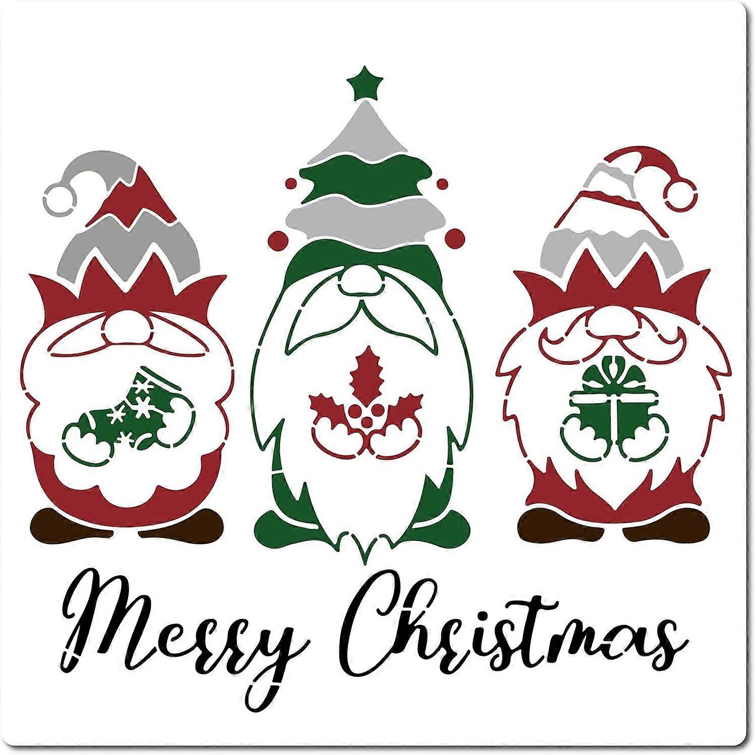 PET Plastic Drawing Painting Stencils Templates Square White Christmas Themed Pattern 30x30cm