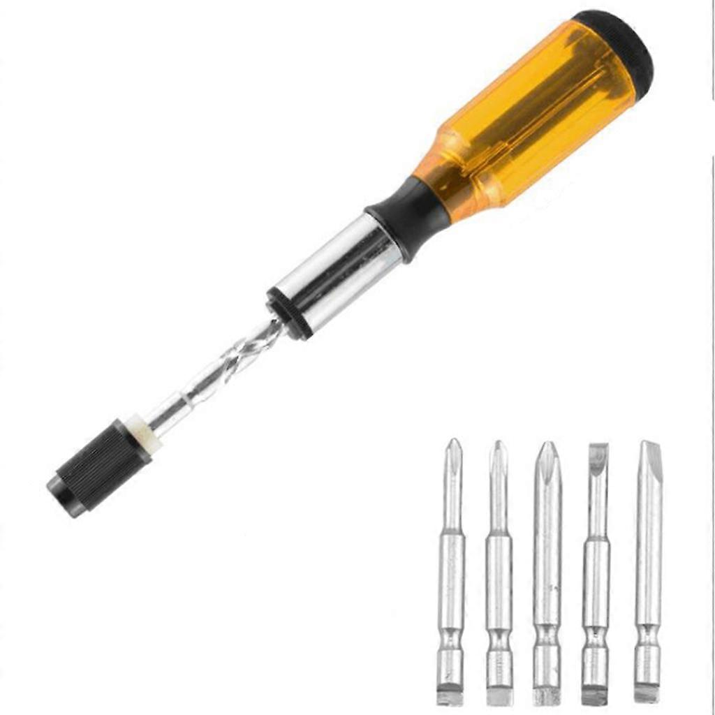 Semi Automatic Spiral Ratchet Screwdriver with 5 Screwdriver Bits Adjustable