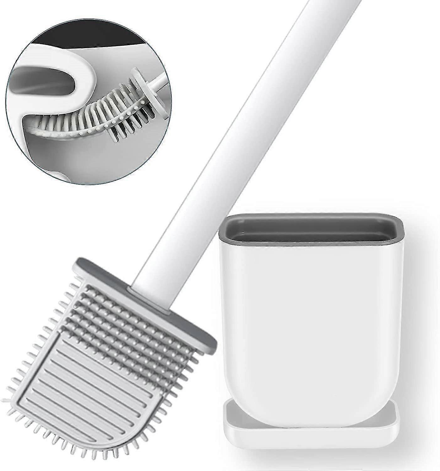 WC-Bürste, Silikon-WC-Bürste mit Halter-Set, Dead Corner Tiefenreinigung Klobürste-MXBC