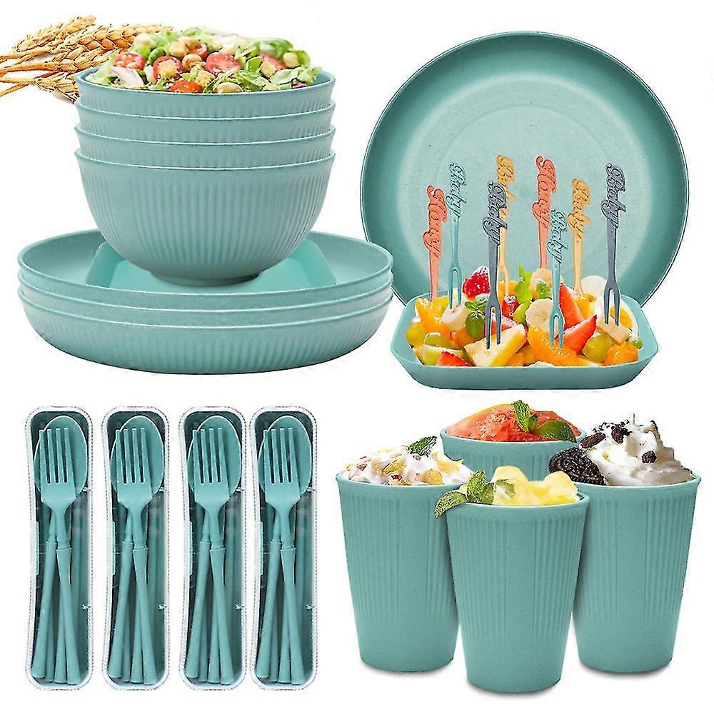 Unbreakable Dinnerware Sets Camping Plates And Bowls Set Plastic Picnic Dinner Sets
