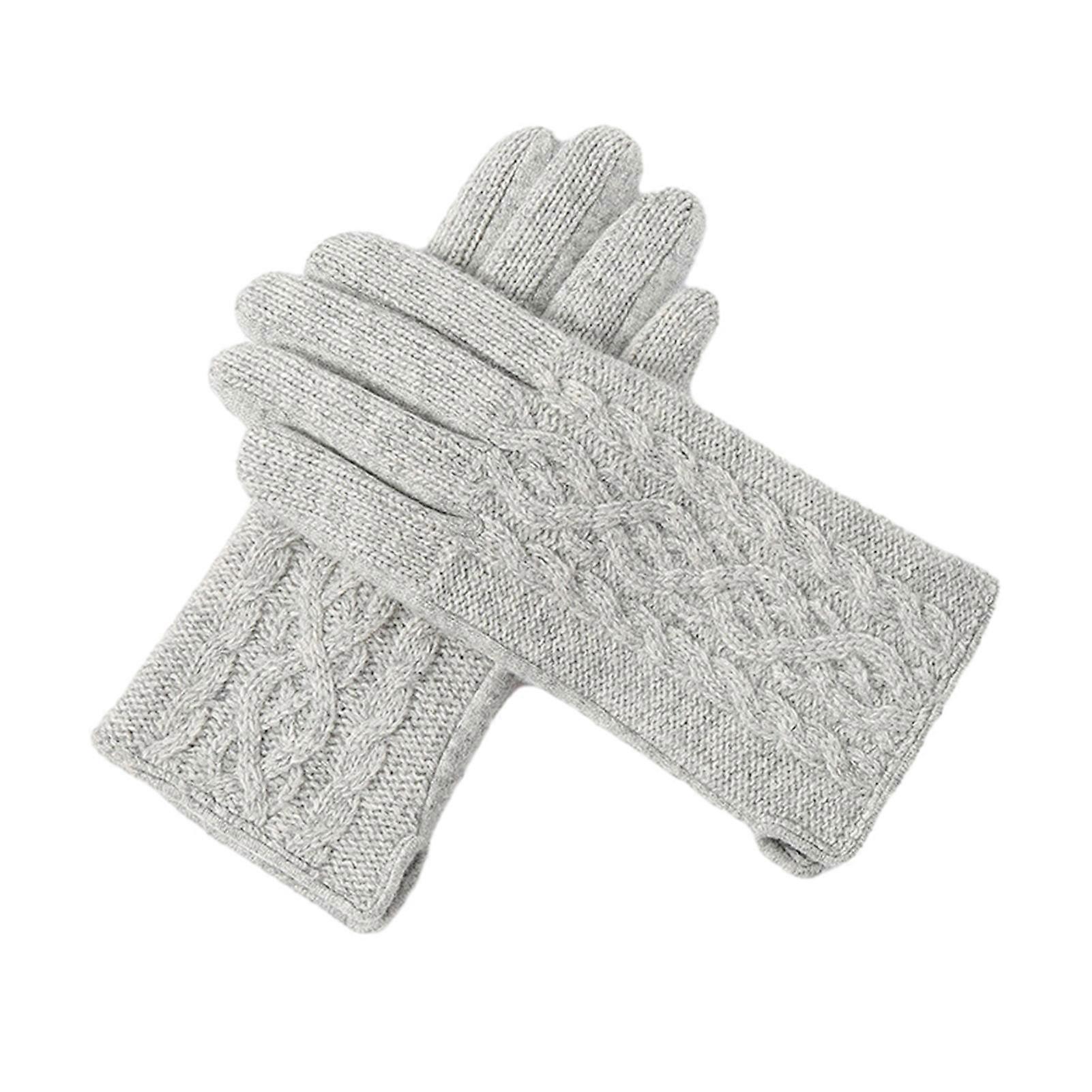 QingHai 1 Pair Winter Warm Gloves Plush Lining Windproof Soft Stretchy Solid Color Full Finger Touch Screen Gloves