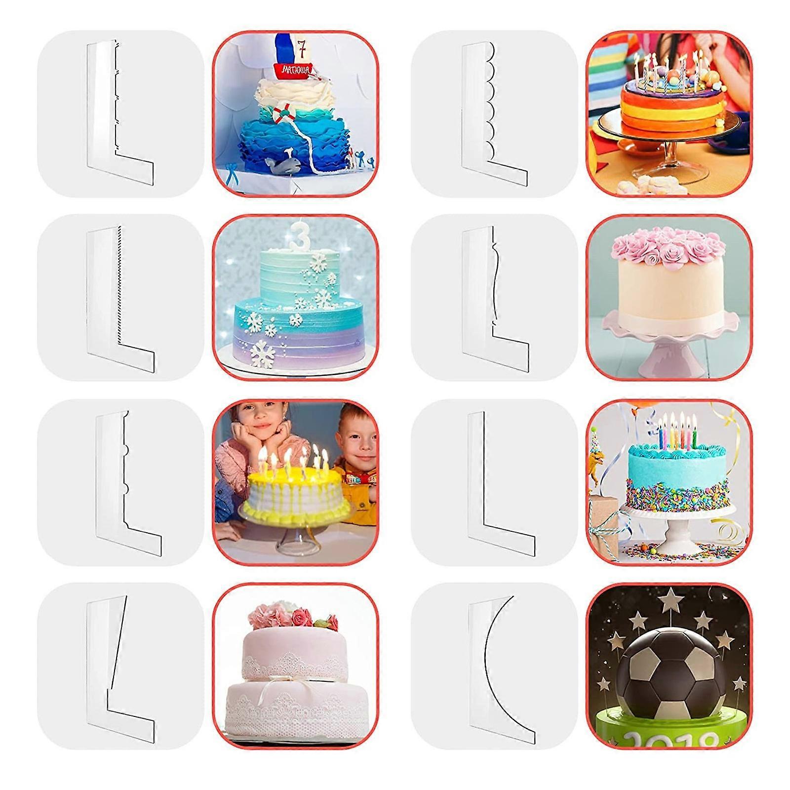 Acrylic Sawtooth Cake Scraper Edge Comb Cake Border Spatula DIY Tools 8PCS