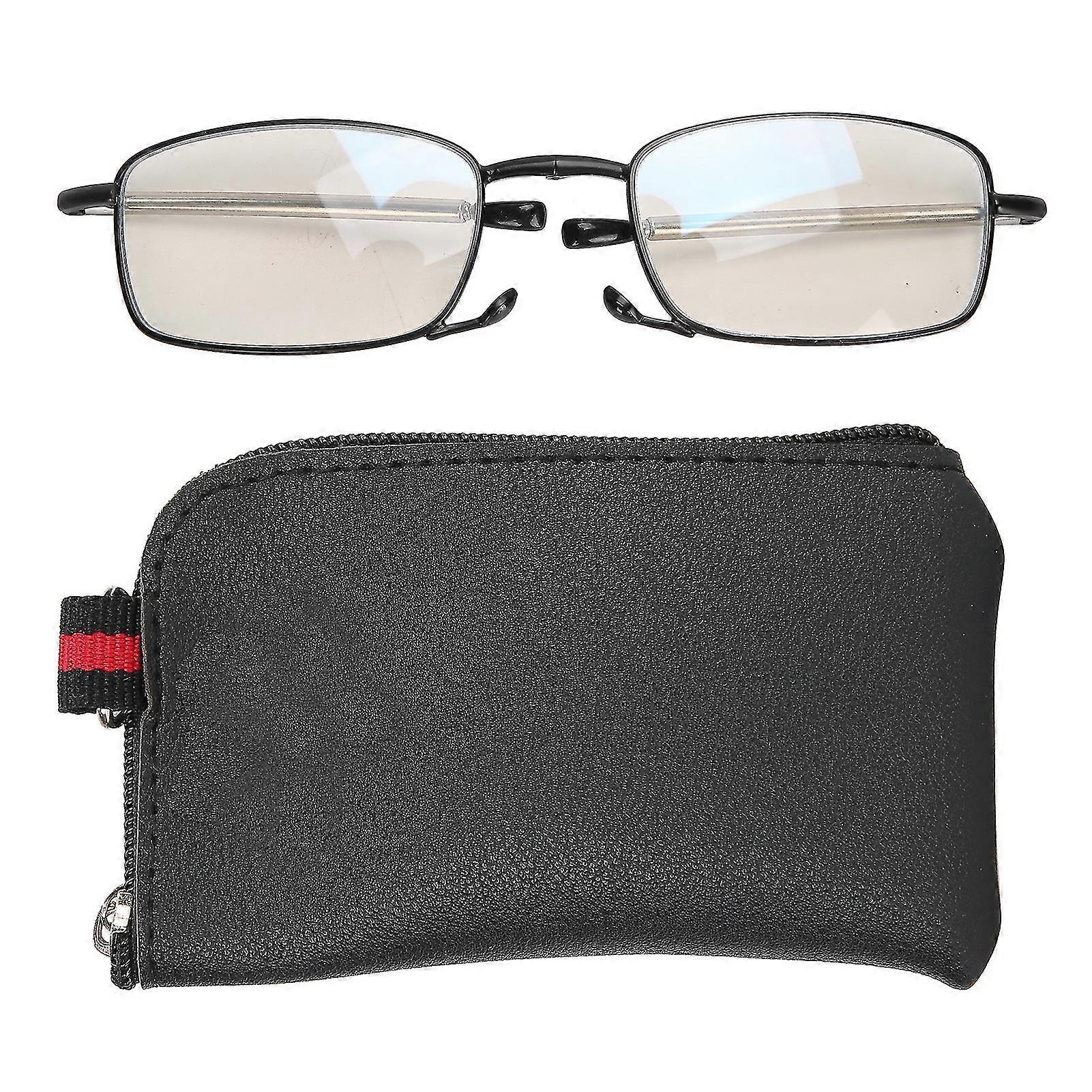 Blue Light Blocking Folding Portable Presbyopic Reading Glasses (+150 Black)