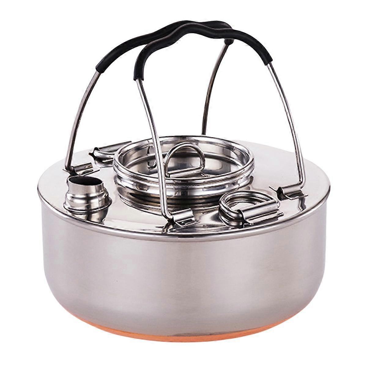 304 غلاية التخييم من الفولاذ المقاوم للصدأ المحمولة في الهواء الطلق التخييم الفولاذ المقاوم للصدأ النحاس أسفل غلاية باي