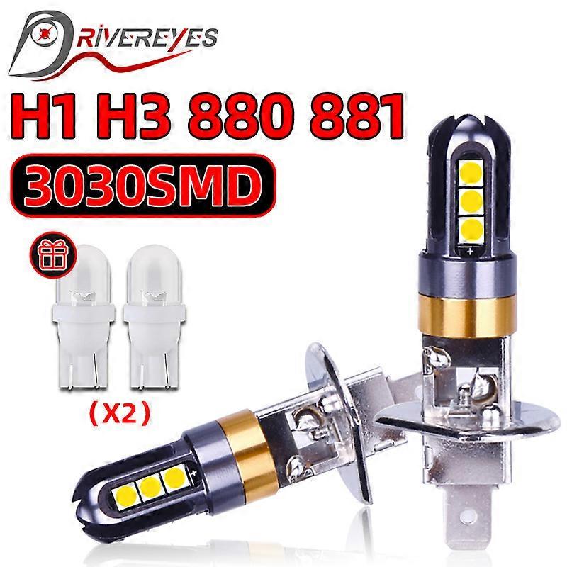 H3 LED 2PCS carro luz neblina H1 880 881 H27 3030 SMD chips sem fio 6000K branco 360 graus turbo Truck Bus Auto Lamp 12V 24V