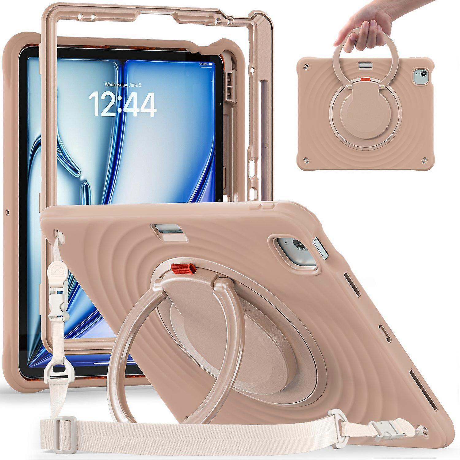 For iPad Air 13 (2024) iPad Pro 12.9 (2022) (2021) (2020) (2018) Case with Shoulder Strap Kickstand