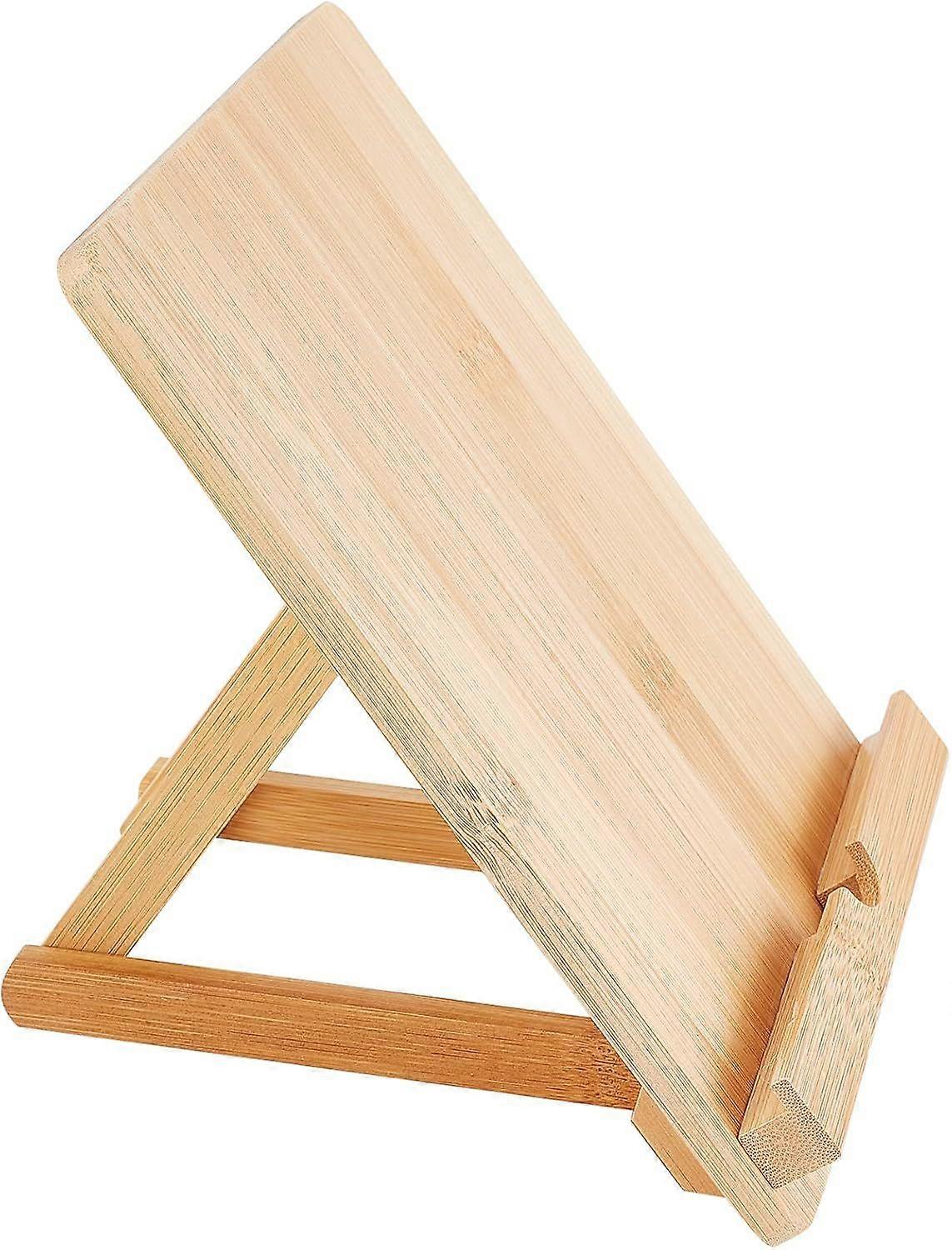 1pc Bamboo Tablet Stand Adjustable Foldable Tablet Holder Natural Bamboo Book Stand Universal Tablet Stand Holder with 3 Adjustable Height and Chargin