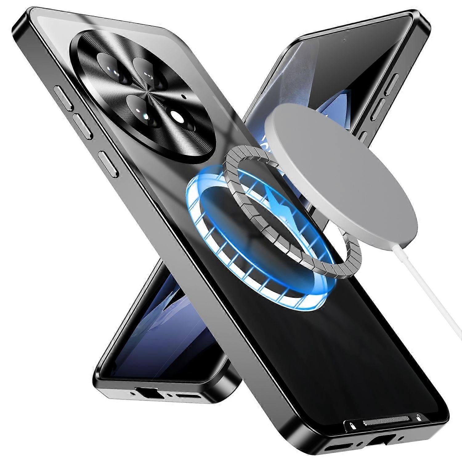 For OnePlus 13 Magnetic Magsafe Metal Design Protective Case Black