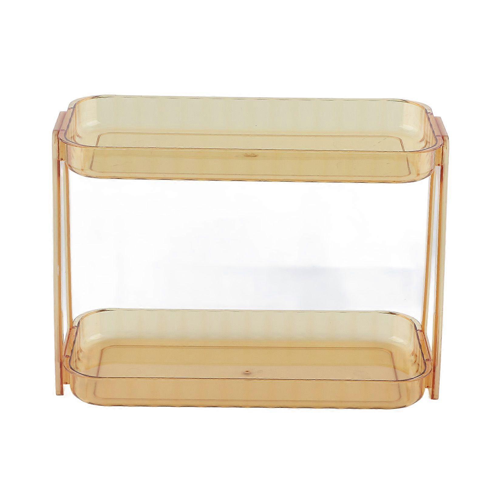 Cosmetic Storage Rack Double Layer Clear Detachable Modern Countertop Cosmetic Organizer for Dressing Table Dark Brown