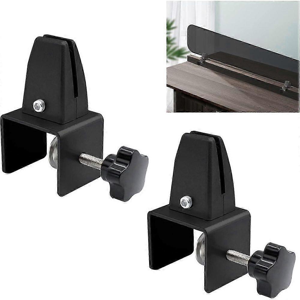 Privacy Panel Clip, 2Pcs Adjustable Silver Desk Partition Clamp Brackets Sneeze for Fixing Wooden