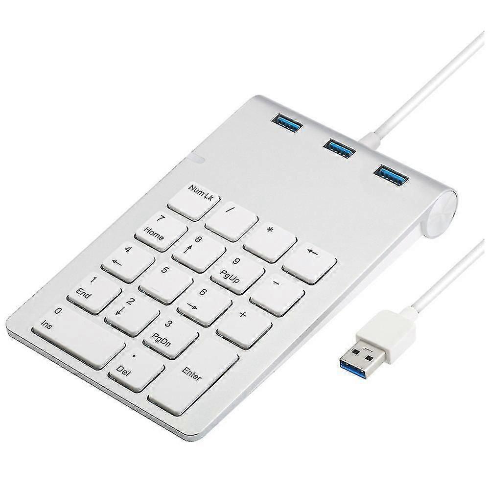 Usb Number Pad For Laptop,wired 18 Keys Numeric Keypad With Usb3.0 Hub Combo Slim Financial Account