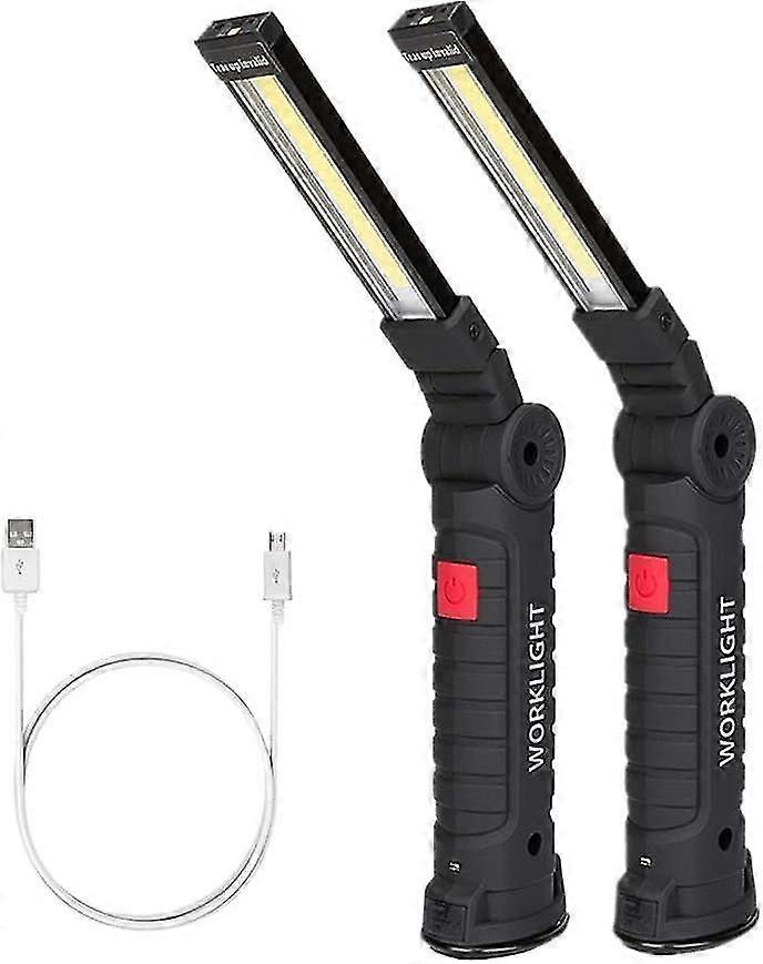 Rechargeable Work Light Workshop Lamp Cob Torch Flashlight With Magnetic Base 5 Modes White/red Light Camping Lamp For Garage, Camping, Emergency, Etc