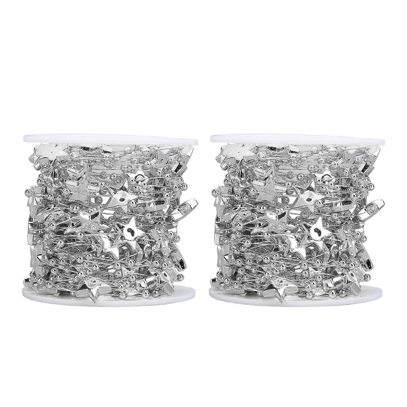 2 Rolls Star Bead String Garland 10m Cuttable Silver