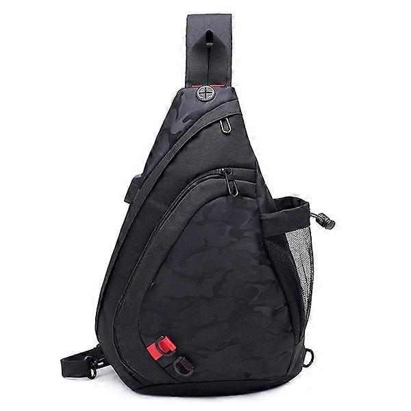 Men's Camouflage Chest Bag With Usb Port - Large Capacity Outdoor Crossbody