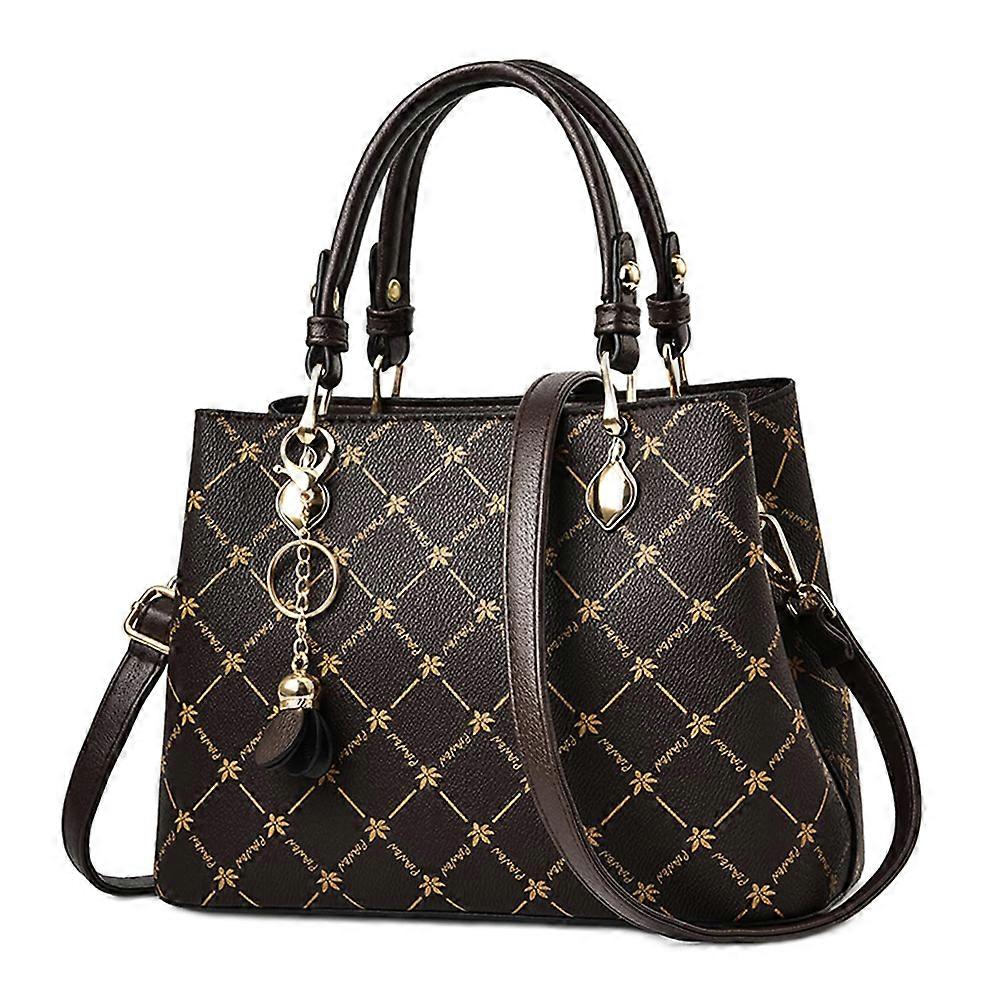 ハンドバッグレディースエレガントメープルリーフハンドルバッグ絶妙なペンダントショルダーバッグPUレザーレディースクロスボディバッグ旅行ショッパーワークブロンズハンドル