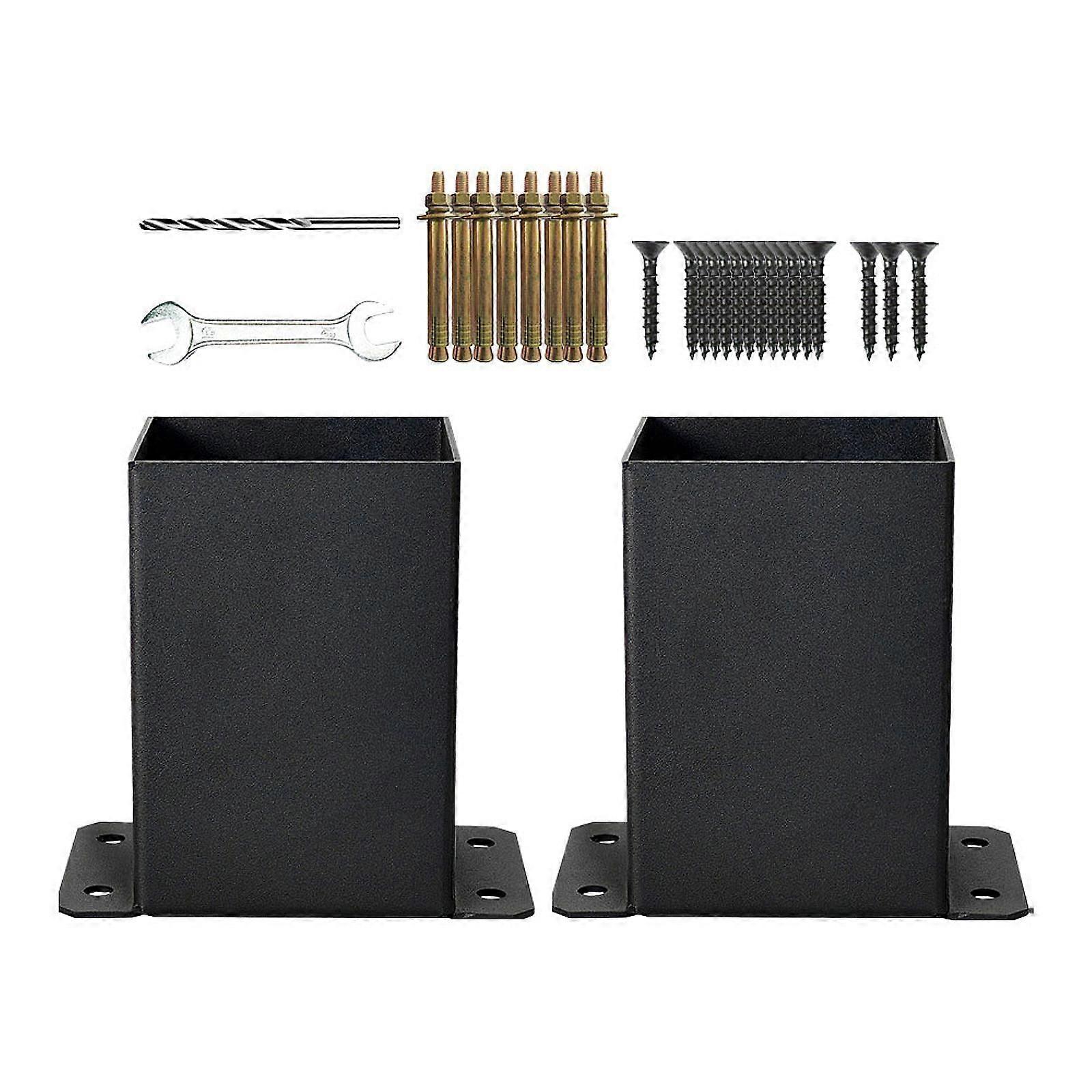 Post Base Post Bracket Kit Solid Steel for Wood or Concrete Floors Versatile 2Pcs