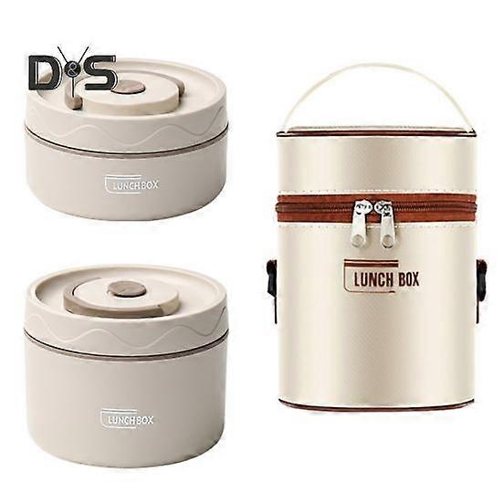 1 Set 420/550ML Stainless Steel Lunch Box with Airtight Lid Double Layers Food Grade Dishwasher Microwave Freezer Safe Students Round Thermal