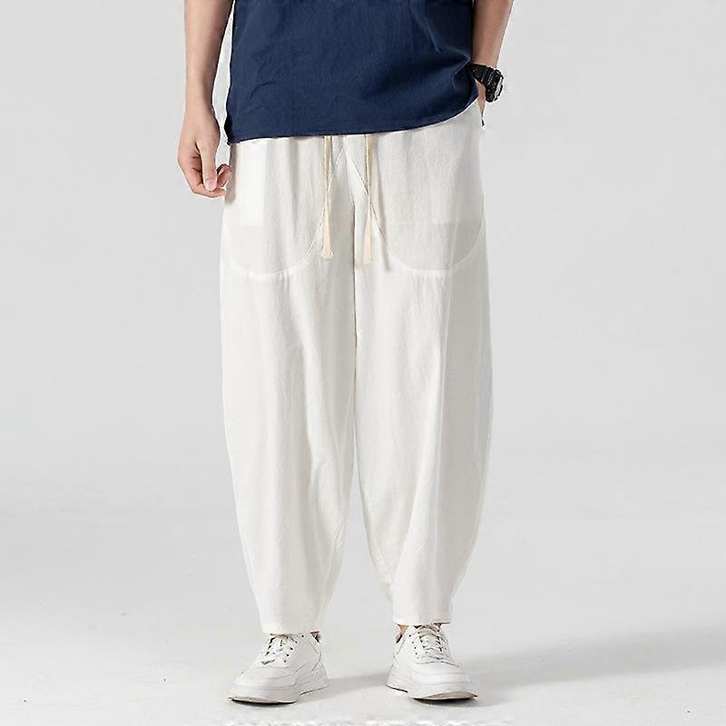 Pants Large Size Summer Men's Cotton Tall Big Sizes Wide Leg Linen Pant Oversized Jogger Trousers Male Plus Size Loose Pants Men