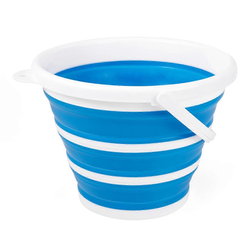 Collapsible Folding Bucket Space Saver Silicone Fold Flat Bucket Collapsible Camping Storage Camping Travelling Fishing Blue