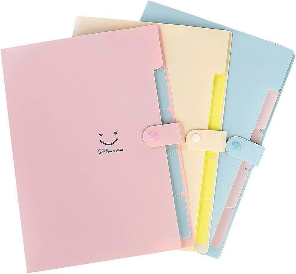 A4 Document Range - 3 Pieces Storage Binder with 5 Compartments in A4 Format High Capacity Document Folder Holder