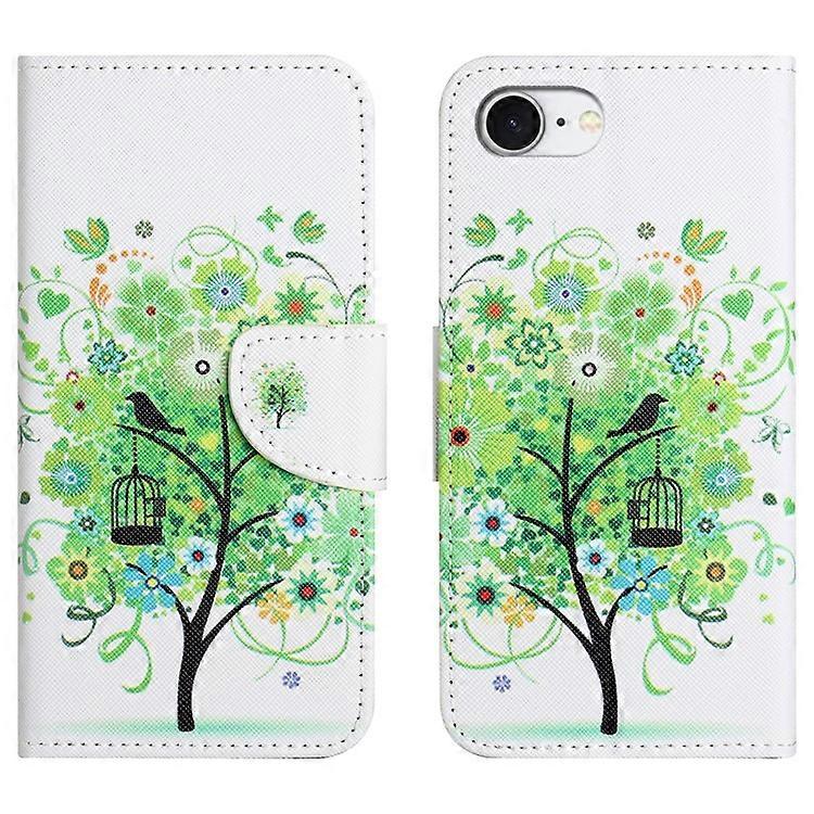 Compatible For iPhone 16e Case Pattern Printing Cross Texture Leather Phone Cover