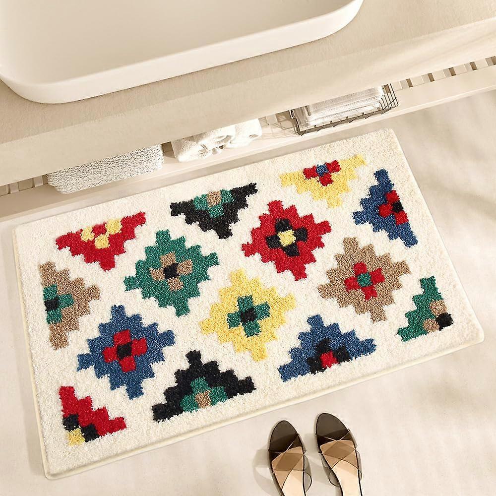 Bathroom Carpet Black and White Bath Mats with Slip-Resistant Rubber Backing, Soft Thick Fabric for Comfortable Use