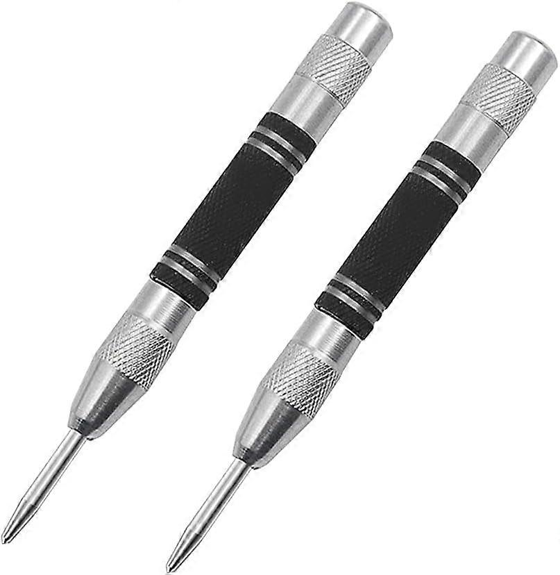 YouMen 2 Pcs Center Punch,Spring Center Punches 5 Inch Automatic with Adjustable Impact Auto Punch Tool Fixed Point Car Window Breaking Tool