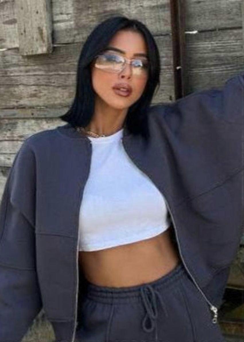 Womens Bomber Jacket And Pant Set Style 4421