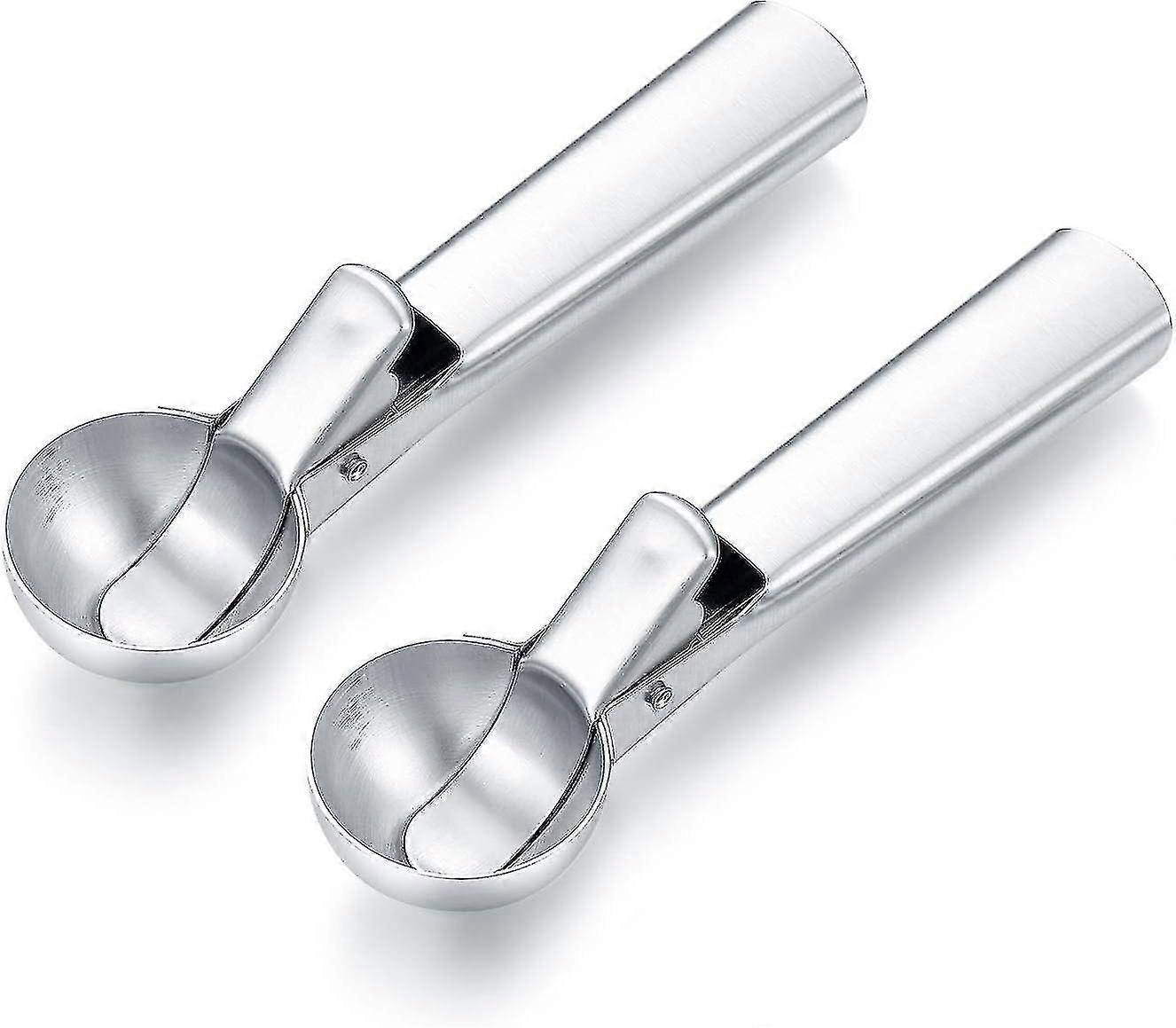 2pcs الفولاذ المقاوم للصدأ الآيس كريم مغرفة، الآيس كريم مجارف مع الزناد سهلة، البطاطا