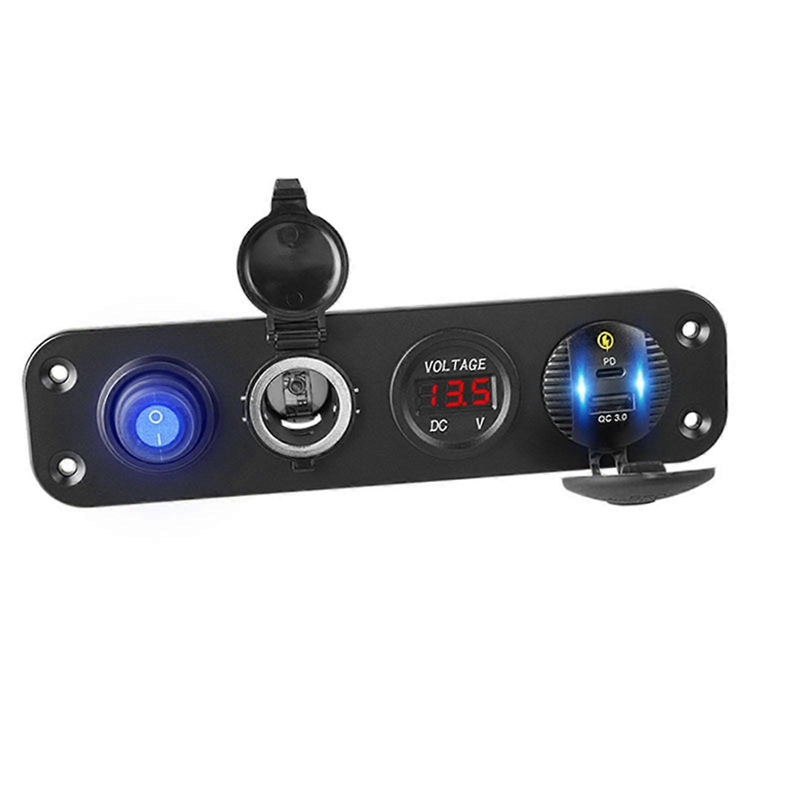 Charger Socket Panel LED Voltmeter Waterproof Double USB Charger Socket Power