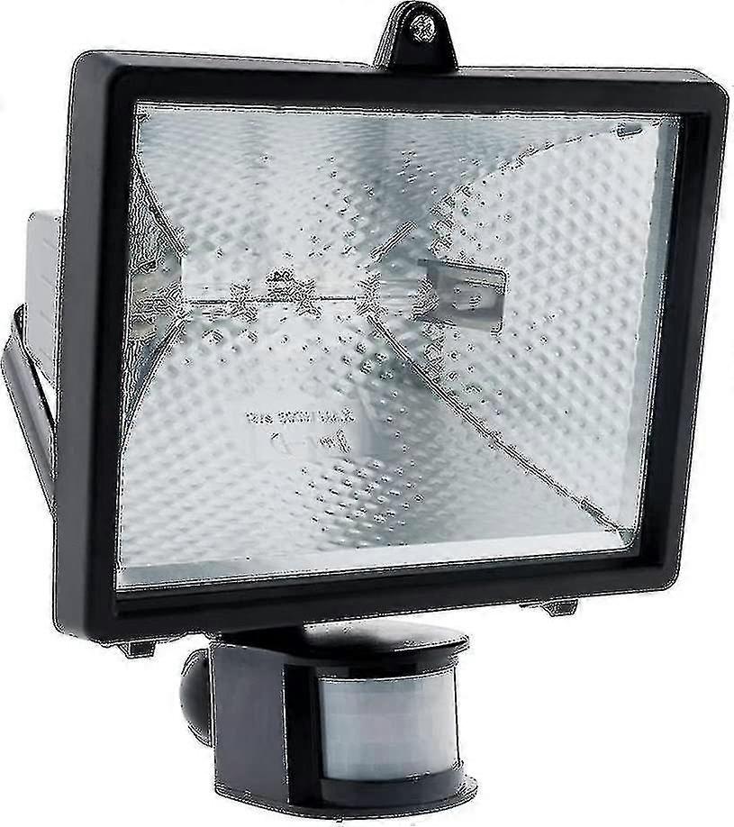 400w Black Halogen Floodlight With Detector - Ip44 Ce Edition a