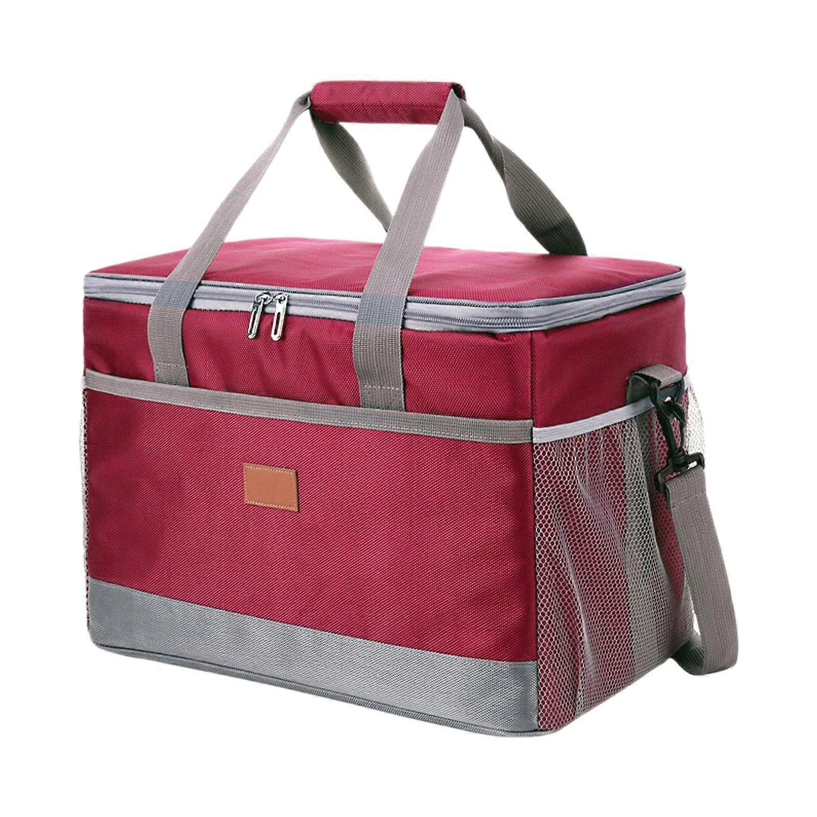 33L冷却バッグサーマルバッグハードライナー付き大型断熱ピクニックランチバッグボックスキャンプ旅行家族野外活動クラレット用