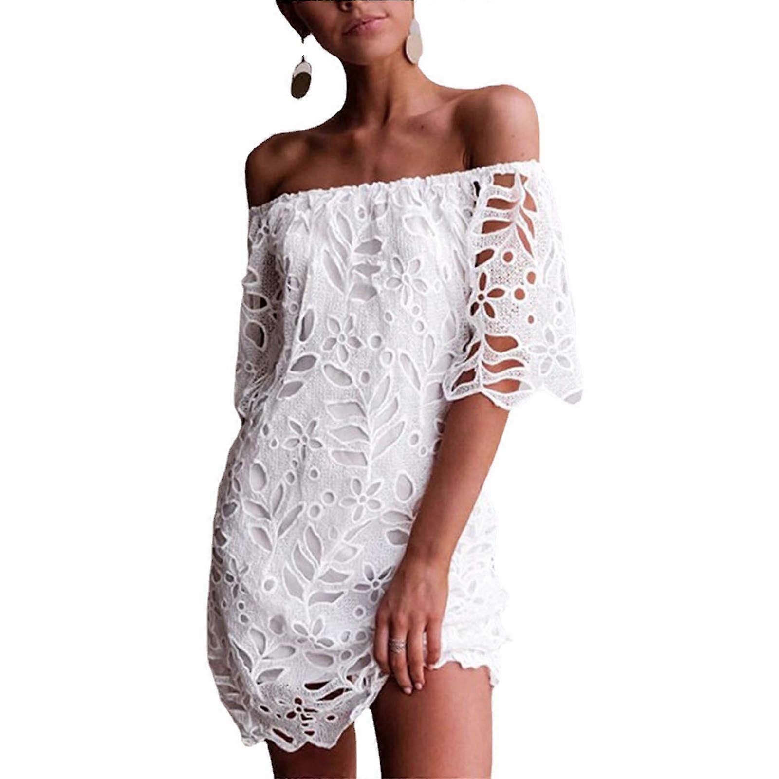 Robe en polyester à épaules dénudées à la mode et respirante, idéale pour une variété d’occasions Blanc XL
