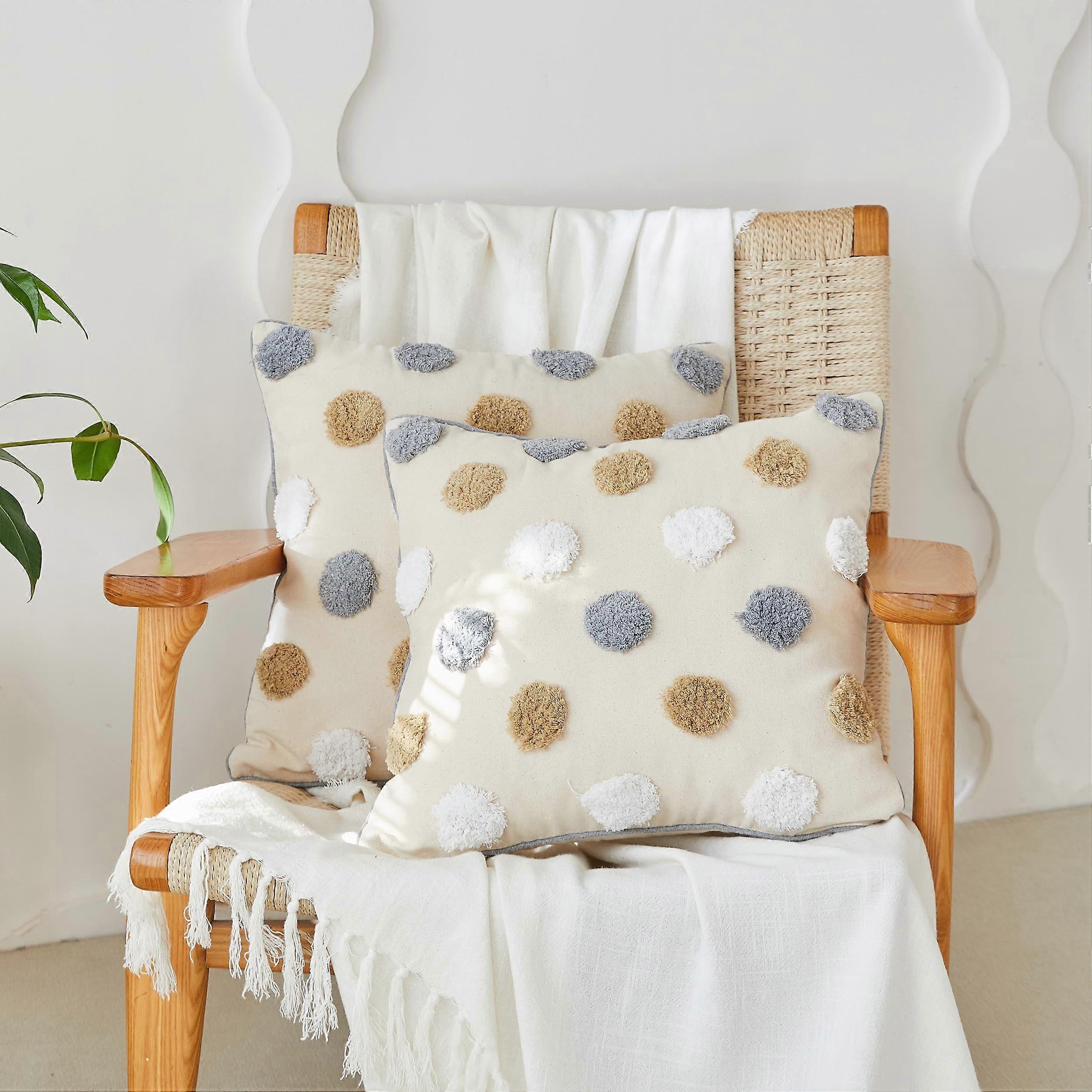 2 Pillow Covers 2 Pack 18 X 18 Inch Tufted Decorative Throw Pillow Covers For Bed Sofa Couch