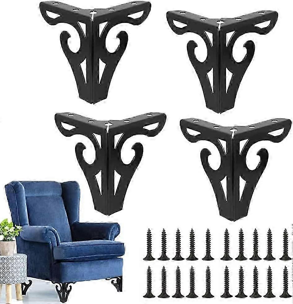 4ピース家具ソファ脚、ソファ脚、モダンソファ脚、テレビキャビネット脚、ベッド脚、キャビネット用、ソファ、テーブルドレッサー(ブラック)