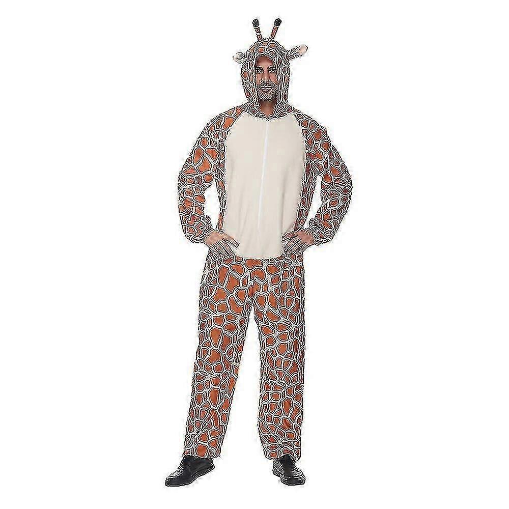 Adult Giraffe Costume Halloween Animal Pajamas Unisex Hooded Jumpsuit Giraffe Cosplay Outfit Carnival Purim Dress Up
