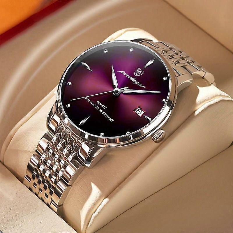 POEDAGAR Ultradünne Männer Quarz Armbanduhren Wasserdichte