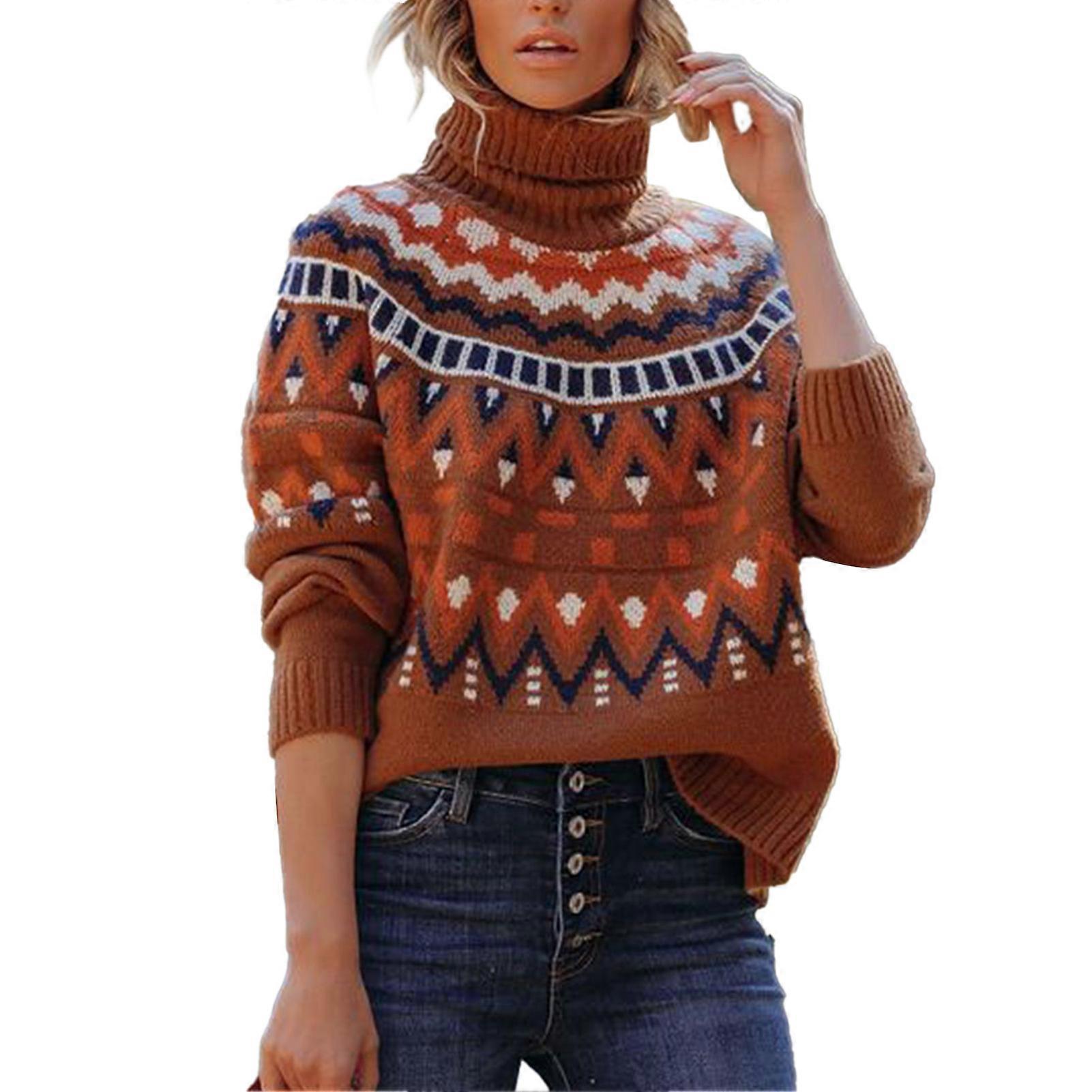 Strickpullover Rollkragenpullover Farbblock-Nähte Modischer eleganter Damenstrickpullover