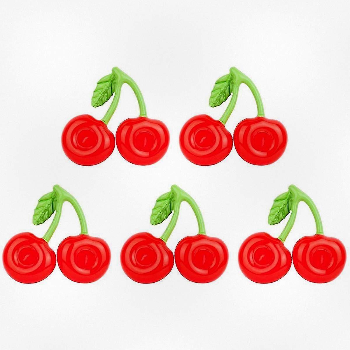 5pcs Inflatable Floating Drink Holder for Pool Double Sided Cherry Design Cup Ring